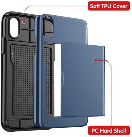 ShieldCase® Schildetui Kartenetui mit Schieber iPhone X / Xs (blau)