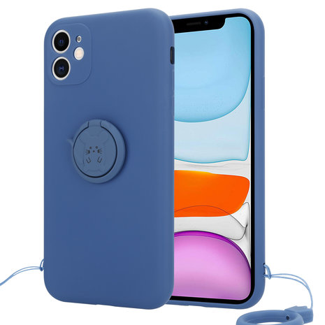 ShieldCase® Shieldcase iPhone 11 Silikon Hülle mit Ring (blau)