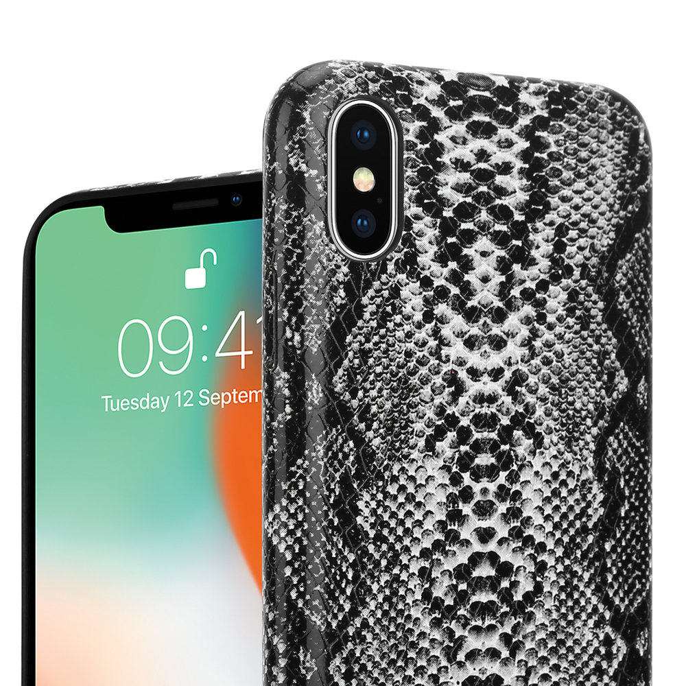 ShieldCase® ShieldCase Schlangenleder-Hülle für iPhone X / Xs (schwarz und weiß) ShieldCase® ShieldCase Schlangenleder-Hülle für iPhone X / Xs (schwarz und weiß)