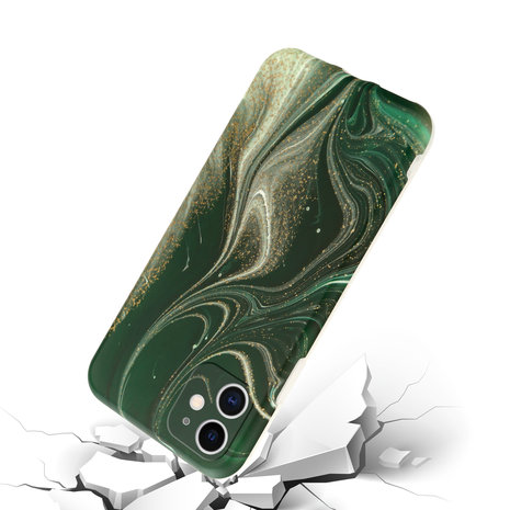 ShieldCase® ShieldCase Marmor Handyhülle iPhone 11 mit Kameraschutz (grün)