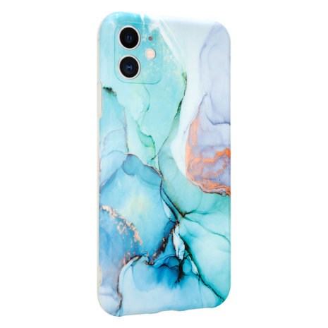 ShieldCase® ShieldCase Marmor Handyhülle iPhone 11 mit Kameraschutz (grün / blau)