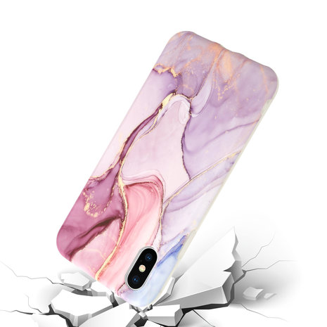 ShieldCase® ShieldCase Marmor Handyhülle iPhone X / Xs mit Kameraschutz (lila)