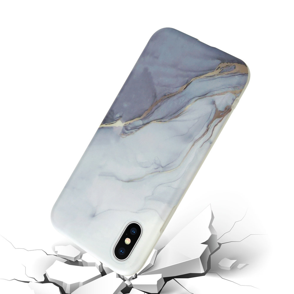 ShieldCase® ShieldCaseiPhone X / Xs Hülle Marmor (weiß / grau)