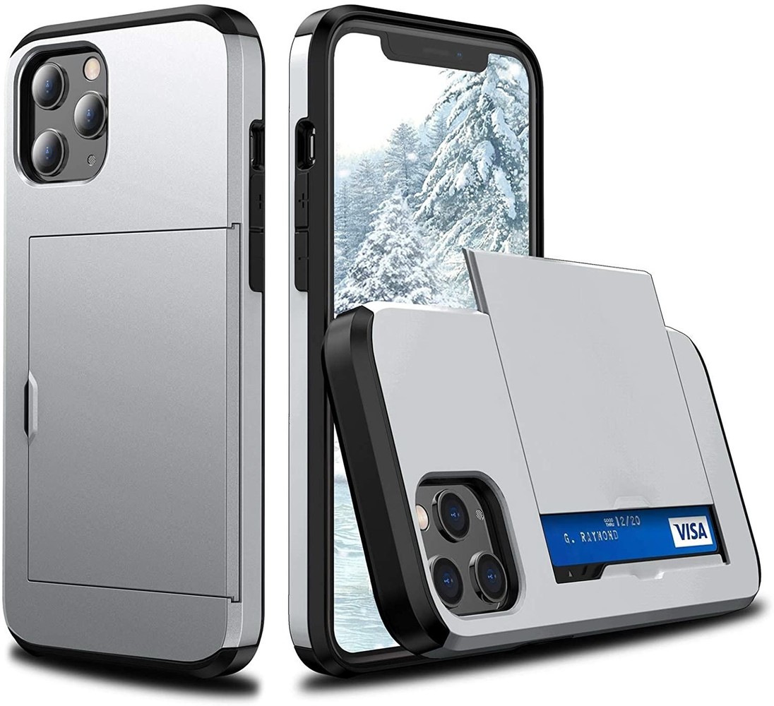 ShieldCase® ShieldCase Kartenhalter Hülle mit Schieber iPhone 12 Pro Max 6,7 Zoll (Silber) ShieldCase® ShieldCase Kartenhalter Hülle mit Schieber iPhone 12 Pro Max 6,7 Zoll (Silber)