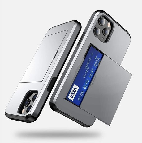ShieldCase® ShieldCase Kartenhalter Hülle mit Schieber iPhone 12 Pro Max 6,7 Zoll (Silber) ShieldCase® ShieldCase Kartenhalter Hülle mit Schieber iPhone 12 Pro Max 6,7 Zoll (Silber)