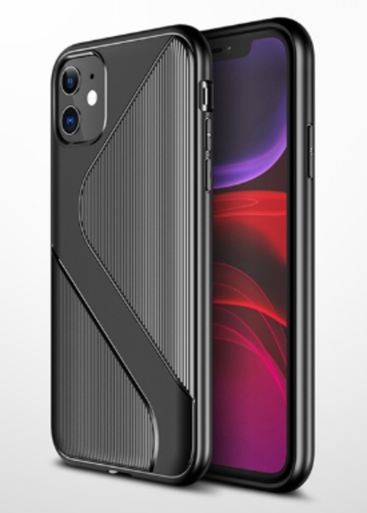 ShieldCase® Shieldcase gestreifte Silikonhülle iPhone 12 Pro Max (schwarz) ShieldCase® Shieldcase gestreifte Silikonhülle iPhone 12 Pro Max (schwarz)