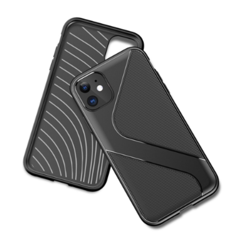 ShieldCase® Shieldcase gestreifte Silikonhülle iPhone 12 Pro Max (schwarz) ShieldCase® Shieldcase gestreifte Silikonhülle iPhone 12 Pro Max (schwarz)