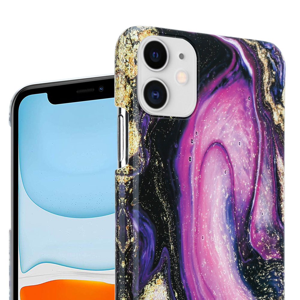 ShieldCase® ShieldCase iPhone 12 Mini Hülle Marmor (lila/schwarz) ShieldCase® ShieldCase iPhone 12 Mini Hülle Marmor (lila/schwarz)