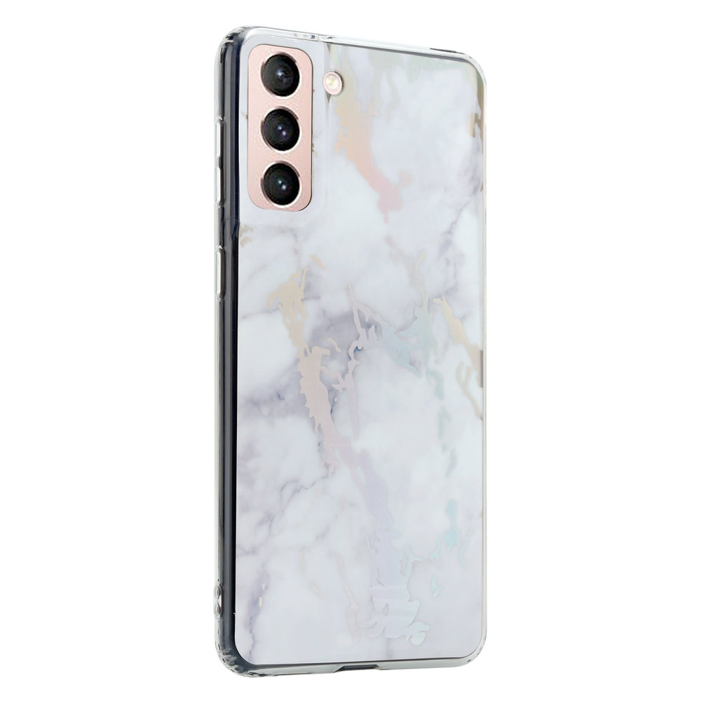 ShieldCase® ShieldCase Metallic White Marble Samsung S21 Hülle (Weiß)  ShieldCase® ShieldCase Metallic White Marble Samsung S21 Hülle (Weiß)