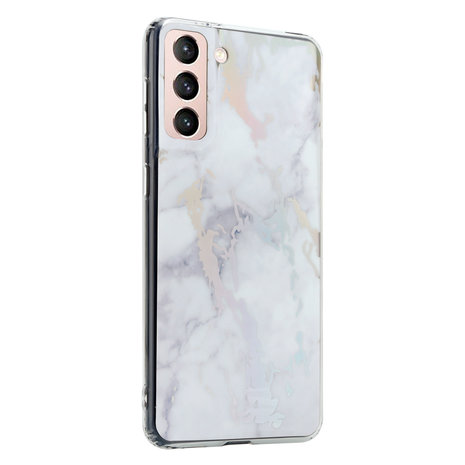 ShieldCase® ShieldCase Metallic White Marble Samsung S21 Hülle (Weiß)  ShieldCase® ShieldCase Metallic White Marble Samsung S21 Hülle (Weiß)