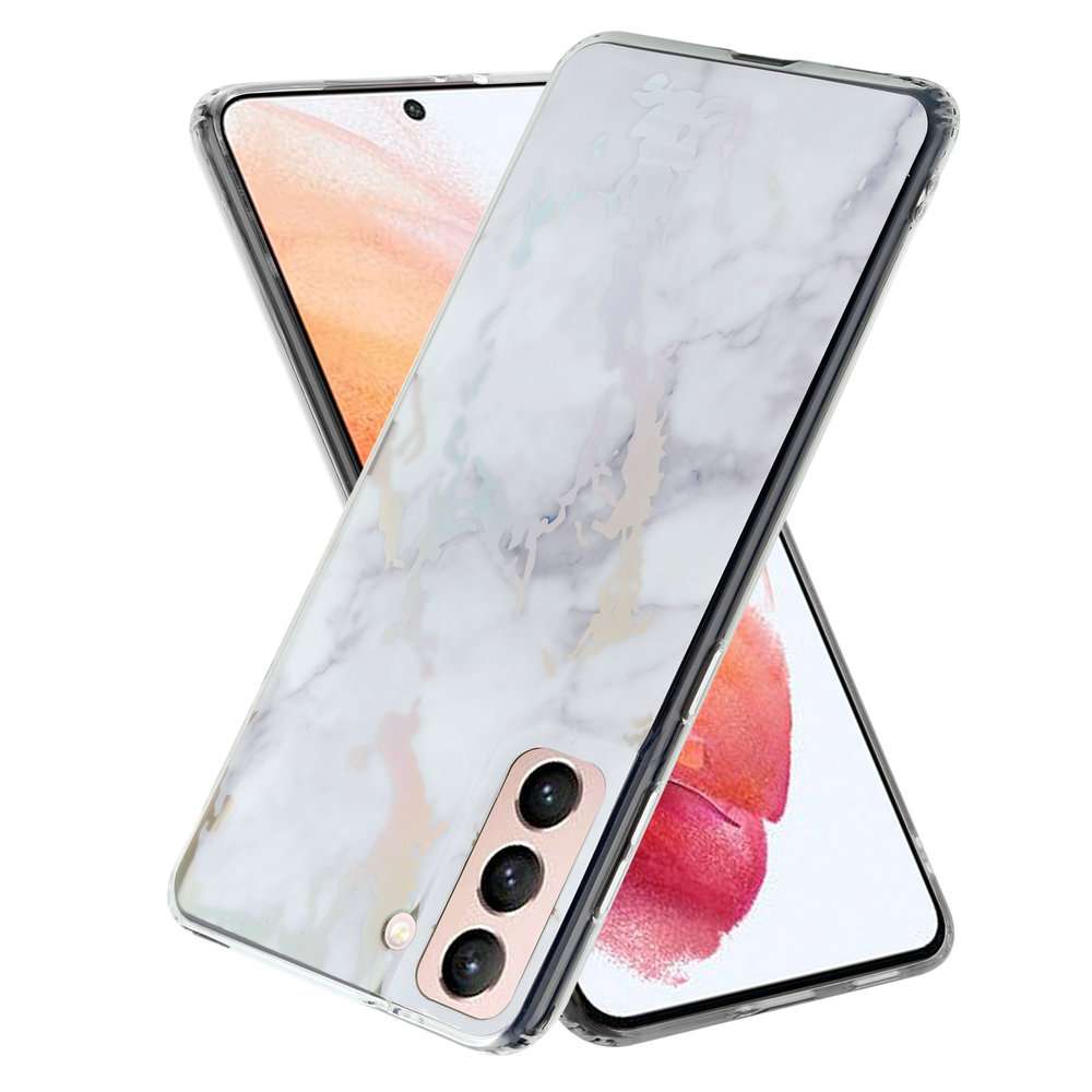 ShieldCase® ShieldCase Metallic White Marble Samsung S21 Hülle (Weiß)  ShieldCase® ShieldCase Metallic White Marble Samsung S21 Hülle (Weiß)