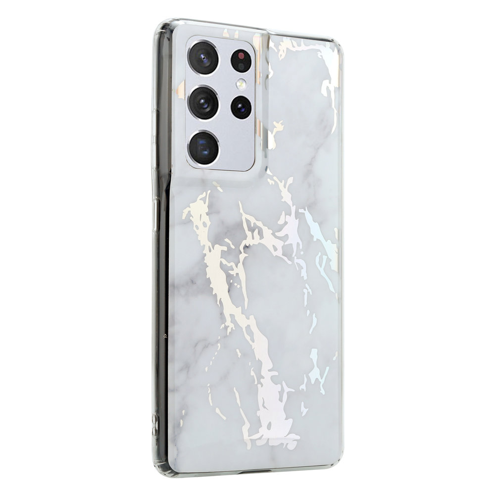 ShieldCase® ShieldCase Metallic White Marble Samsung S21 Ultra Hülle (Weiß) ShieldCase® ShieldCase Metallic White Marble Samsung S21 Ultra Hülle (Weiß)