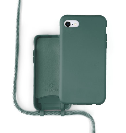 Coverzs Coverzs Silikonhülle mit Band iPhone 7/8/SE2020 (Dunkelgrün)