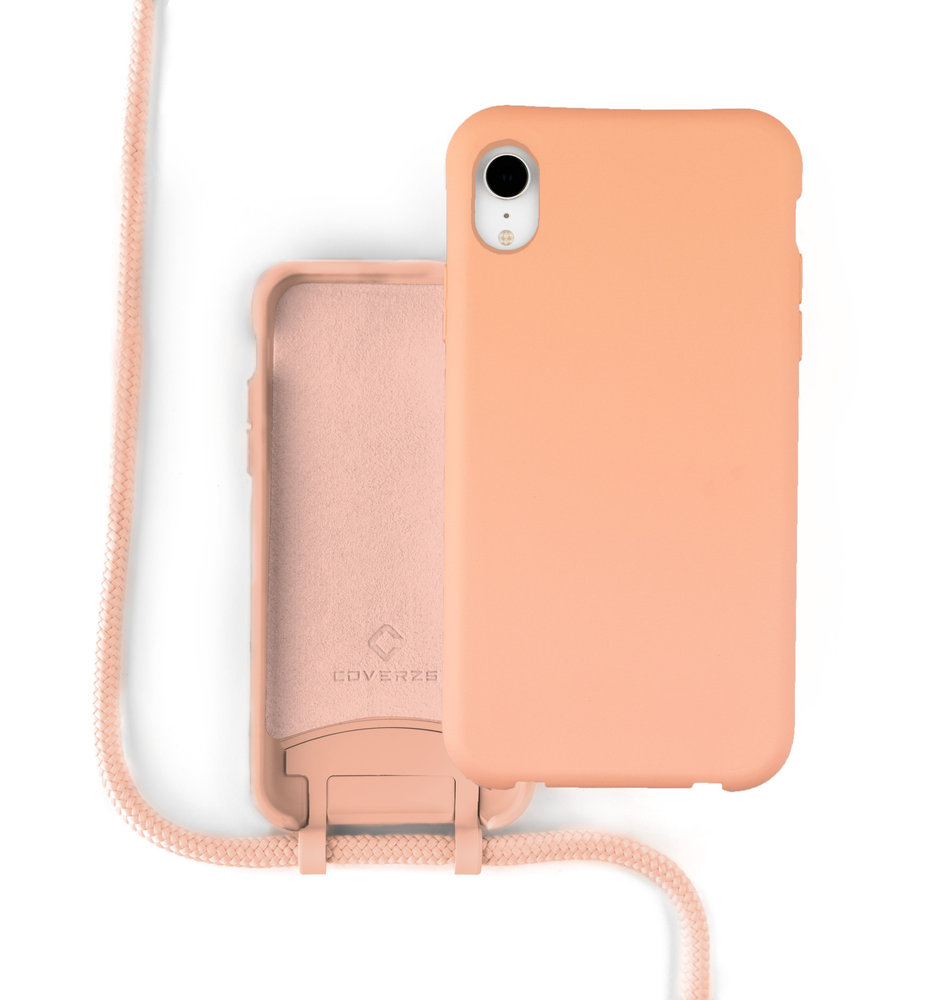 Coverzs Coverzs Silikonhülle mit Band iPhone Xr (Orange) Coverzs Coverzs Silikonhülle mit Band iPhone Xr (Orange)