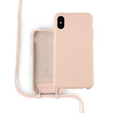 Coverzs Silikonhülle mit Band iPhone X / Xs (Rosa)