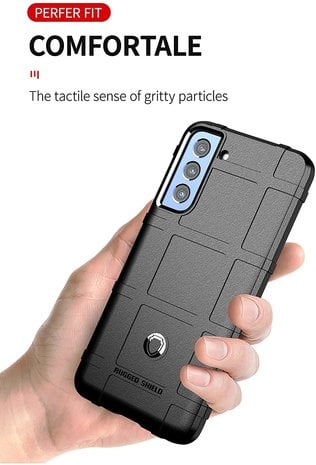 ShieldCase® Rugged Shield Samsung Galaxy S21 FE Stoßfeste Hülle (Schwarz)