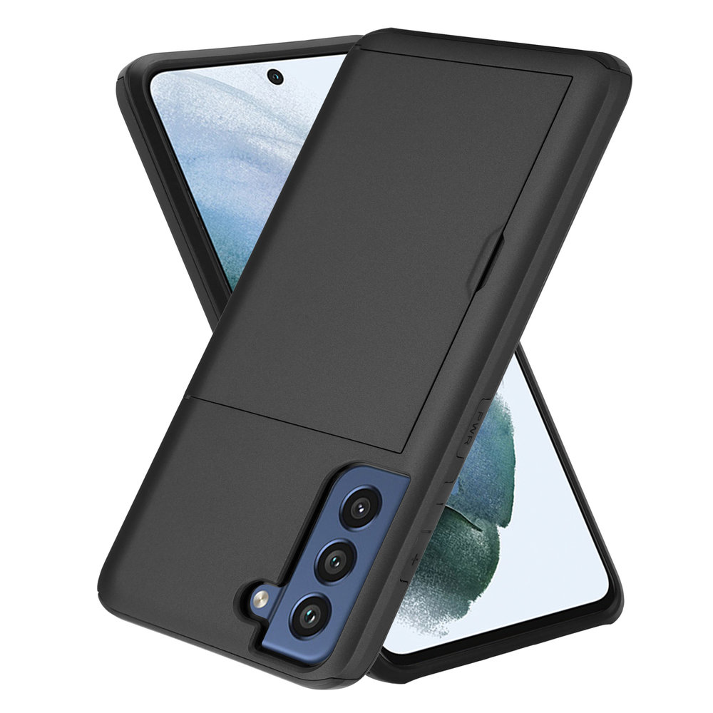 ShieldCase® ShieldCase Kartenetui mit Schieber Samsung Galaxy S21 FE (Schwarz)