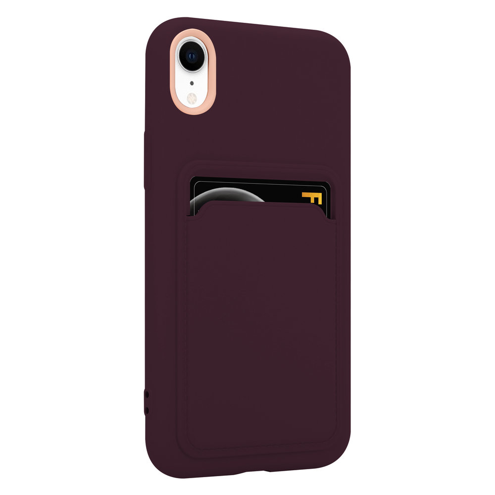 ShieldCase® ShieldCase iPhone Xr Silikonhülle mit Kartenfach (Aubergine)