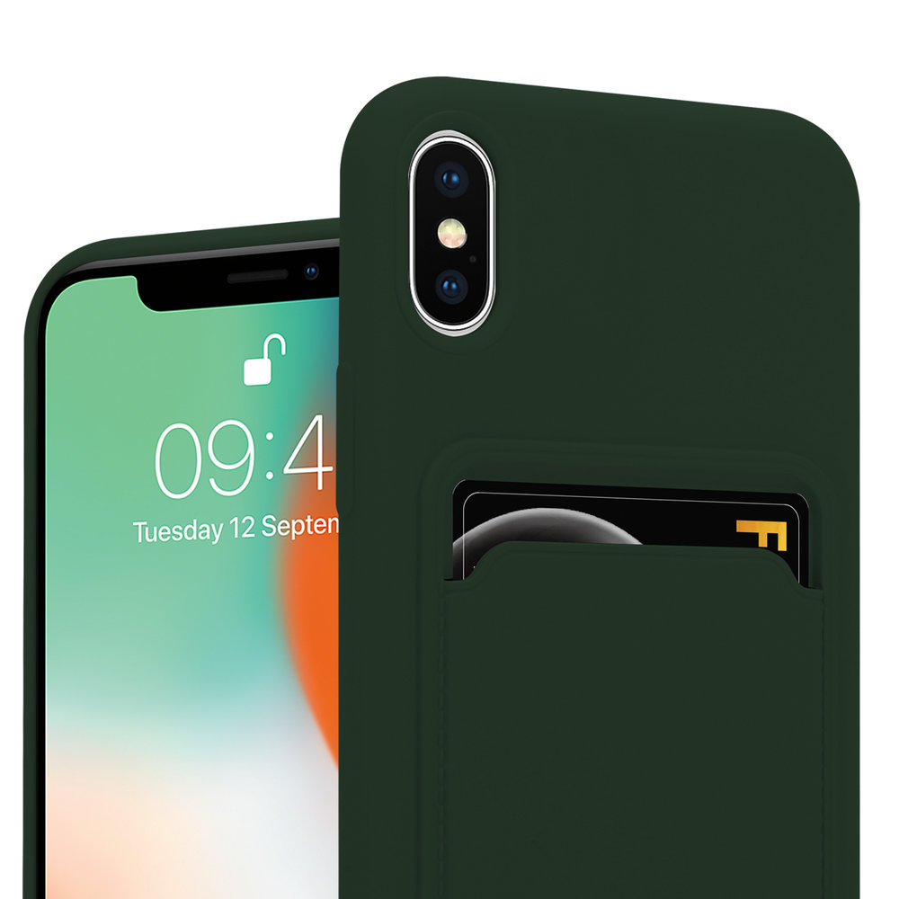 ShieldCase® ShieldCase iPhone X / Xs Silikonhülle mit Kartenfach (Dunkelgrün)