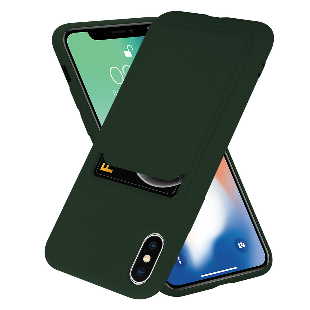 ShieldCase® ShieldCase iPhone X / Xs Silikonhülle mit Kartenfach (Dunkelgrün)