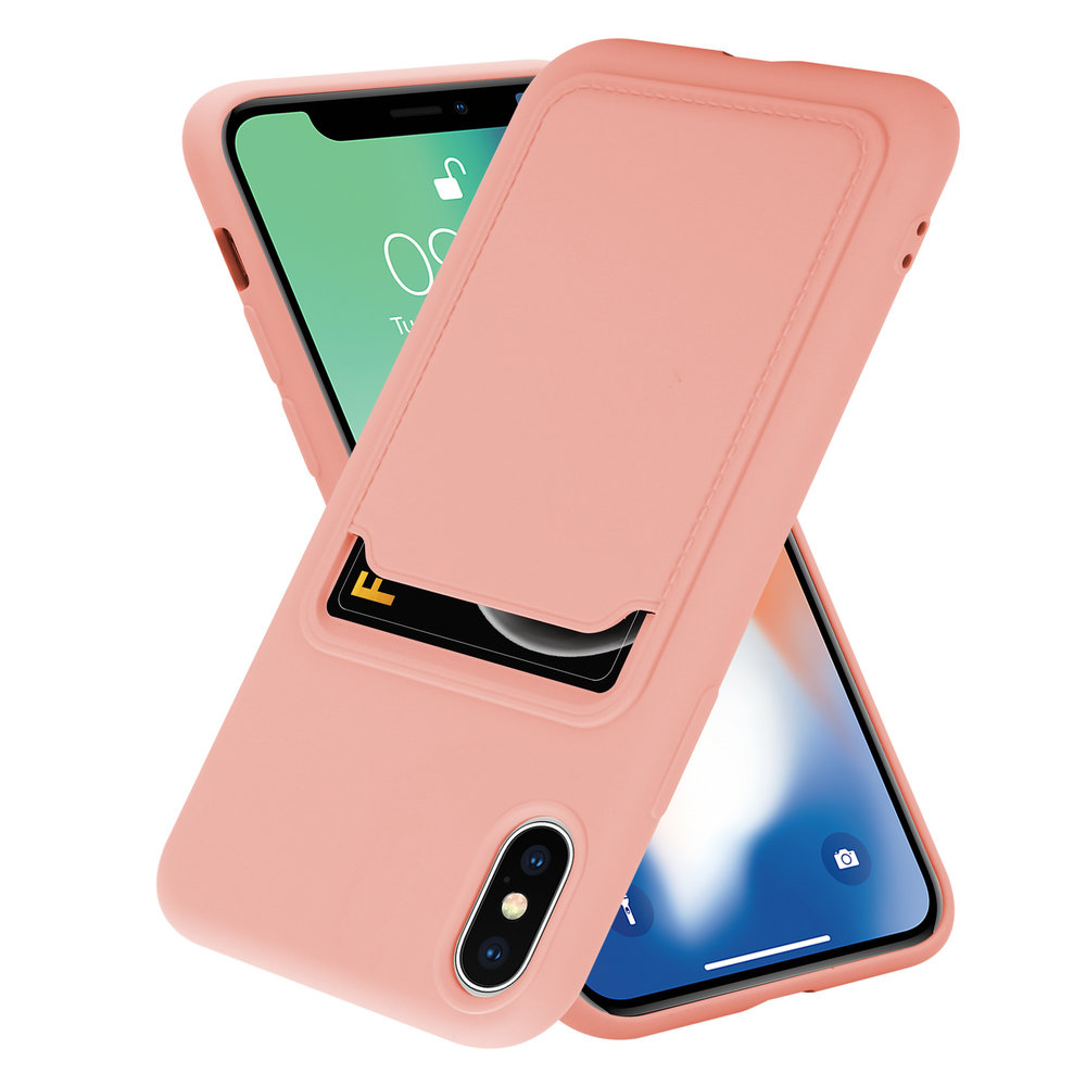ShieldCase® ShieldCase iPhone X / Xs Silikonhülle mit Kartenfach (Rosa)