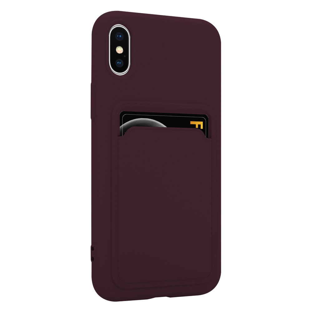 ShieldCase® ShieldCase iPhone X / Xs Silikonhülle mit Kartenfach (Aubergine)