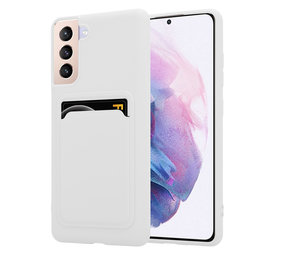 ShieldCase® Samsung Galaxy S21 Plus Silikonhülle mit Kartenfach (Weiß)