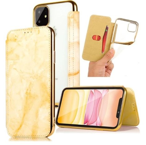 ShieldCase® ShieldCase Marble Gold iPhone 12 Flip Case mit Geldbörse ShieldCase® ShieldCase Marble Gold iPhone 12 Flip Case mit Geldbörse