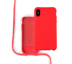 Coverzs Silikonhülle mit Band iPhone X / Xs (Rot) Coverzs Silikonhülle mit Band iPhone X / Xs (Rot)