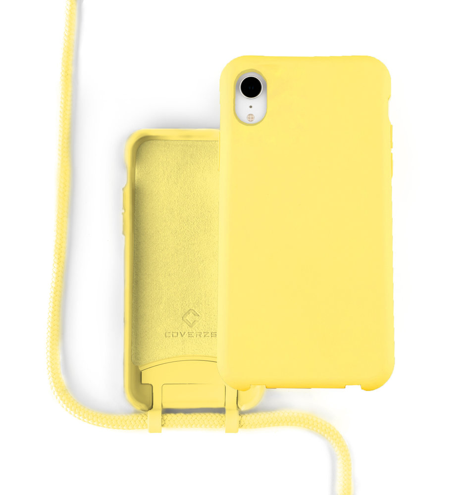 Coverzs Coverzs Silikonhülle mit Band iPhone Xr (Gelb) Coverzs Coverzs Silikonhülle mit Band iPhone Xr (Gelb)
