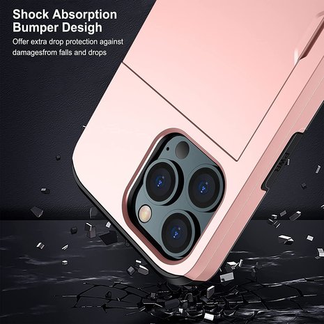 ShieldCase® ShieldCase Kartenetui mit Slide iPhone 13 Pro Max (Rosa)