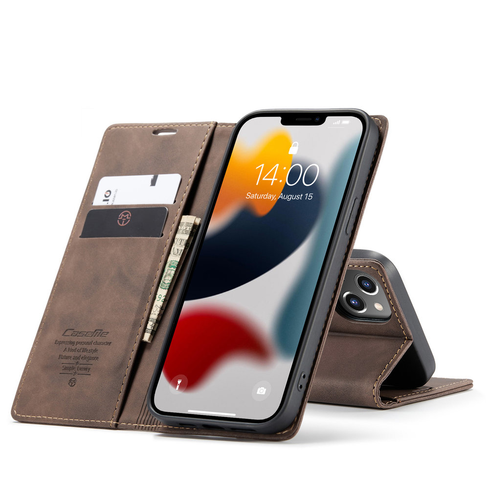 CaseMe CaseMe Luxus Bookcase iPhone 13 (Braun) CaseMe CaseMe Luxus Bookcase iPhone 13 (Braun)