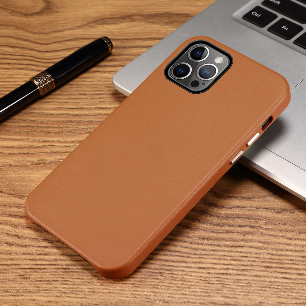 ShieldCase® ShieldCase iPhone 13 Pro Max Lederhülle (Braun)