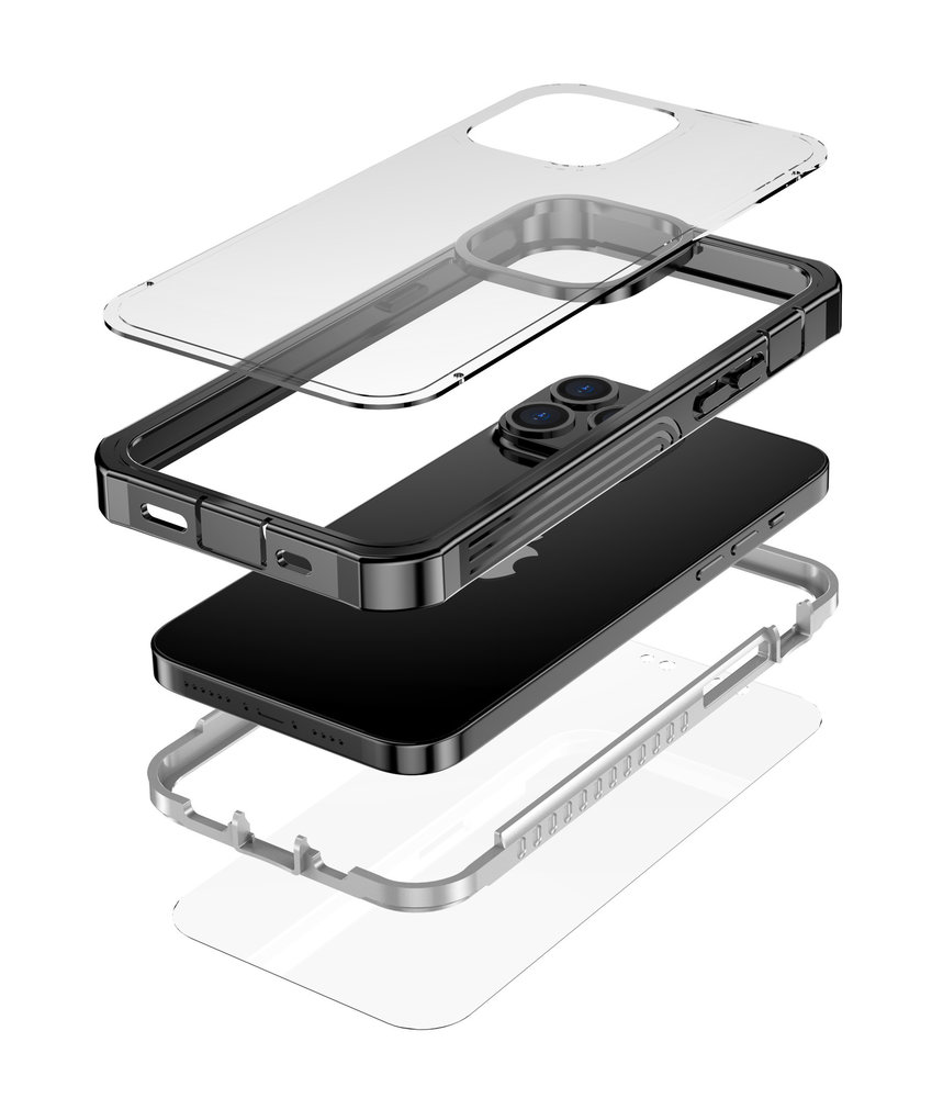 ShieldCase® ShieldCase Dreilagige Hülle iPhone 13 Pro (Transparent-Schwarz) ShieldCase® ShieldCase Dreilagige Hülle iPhone 13 Pro (Transparent-Schwarz)