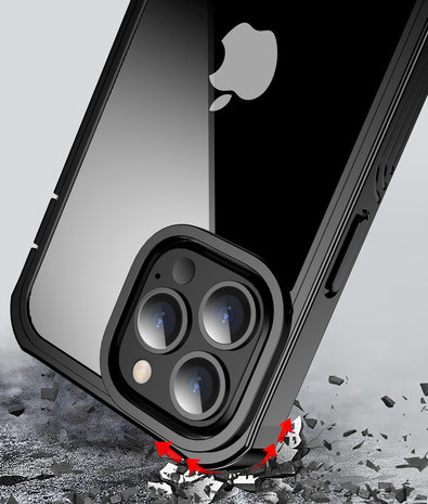 ShieldCase® ShieldCase Dreilagige Hülle iPhone 13 Pro Max (Transparent-Schwarz) ShieldCase® ShieldCase Dreilagige Hülle iPhone 13 Pro Max (Transparent-Schwarz)