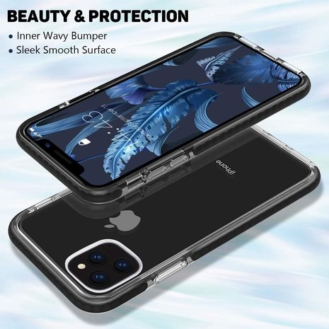 ShieldCase® ShieldCase Bumper Hülle iPhone 11 Pro Max (Transparent-Schwarz)