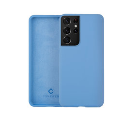 Coverzs Luxus Liquid Silikon Case Samsung Galaxy S21 Ultra (Hellblau)