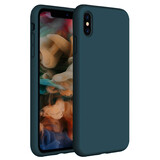 Coverzs Luxus Liquid Silikon Case iPhone X / Xs (Dunkelblau)