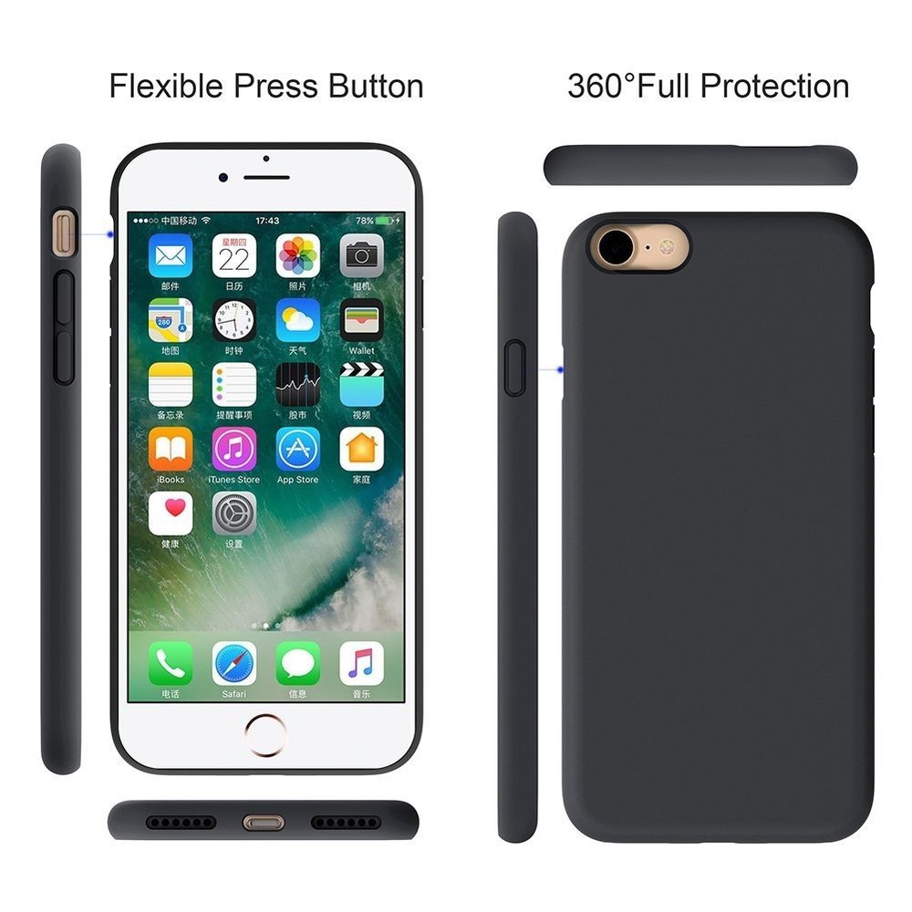 iPhone SE 2020 Hülle Silikon (Schwarz) - Huellen-shop.de