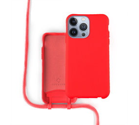 Coverzs Silikonhülle mit Band iPhone 13 Pro Max (Rot)