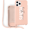 Coverzs Coverzs Silikon Case mit Band iPhone (Rosa) - Name + Name - Vertikal Coverzs Coverzs Silikon Case mit Band iPhone (Rosa) - Name + Name - Vertikal