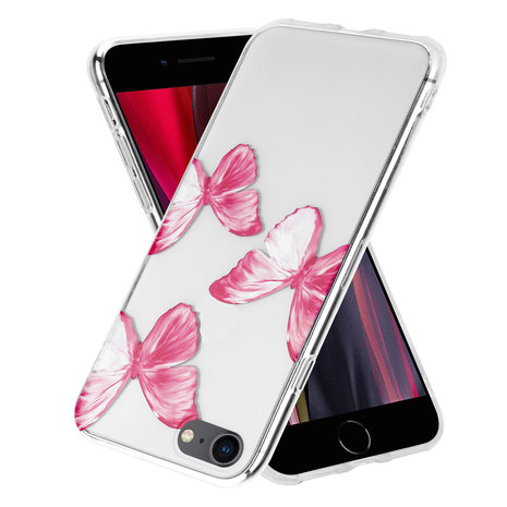 ShieldCase® ShieldCase Pink Butterflies iPhone SE 2022 Hülle ShieldCase® ShieldCase Pink Butterflies iPhone SE 2022 Hülle