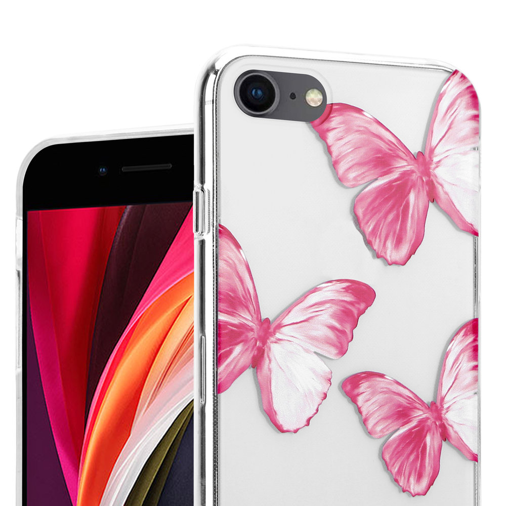 ShieldCase® ShieldCase Pink Butterflies iPhone SE 2022 Hülle ShieldCase® ShieldCase Pink Butterflies iPhone SE 2022 Hülle