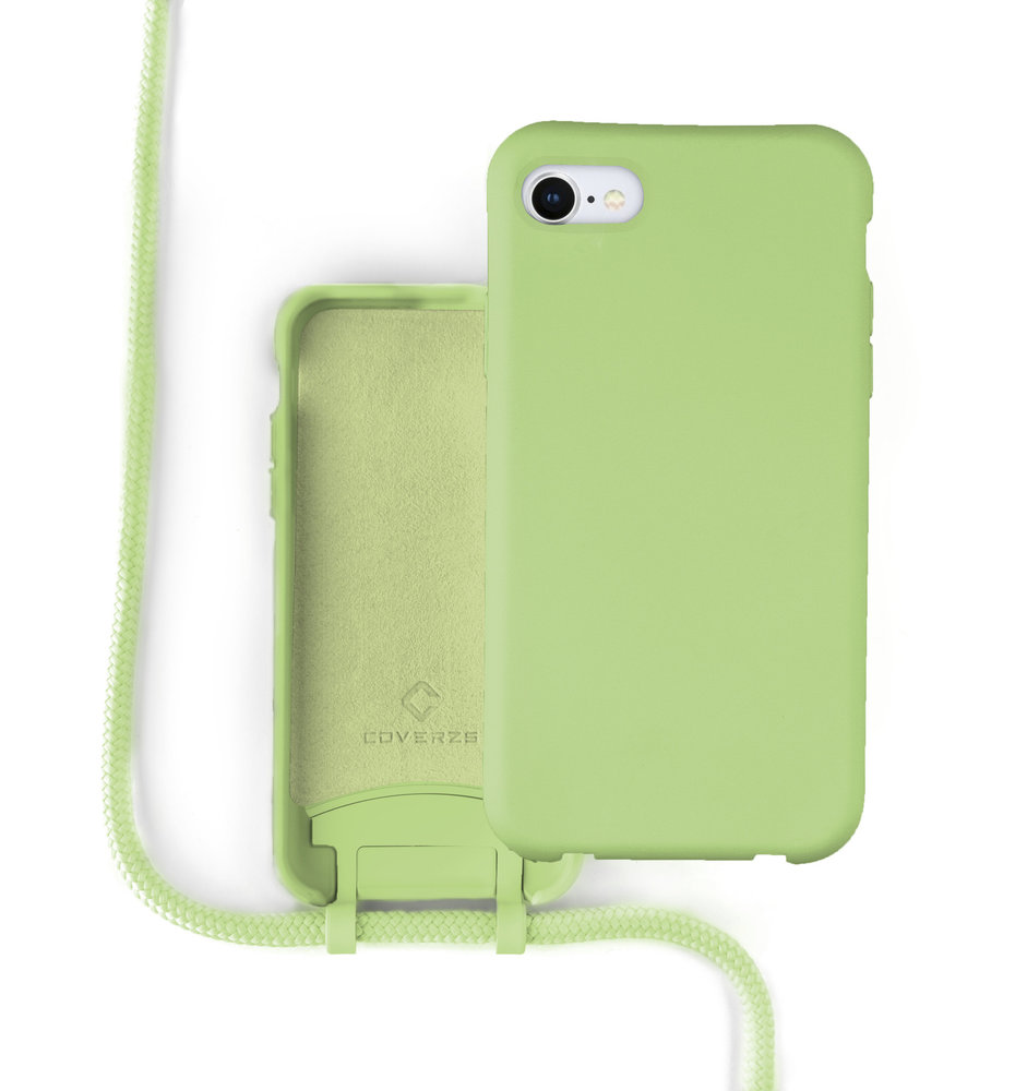 Coverzs Coverzs Silikonhülle mit Band iPhone SE 2022 (Hellgrün)