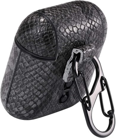 ShieldCase® Shieldcase Schuldig Grau Apple AirPods 2 Hülle mit Schlangenmuster (Dunkelgrau)