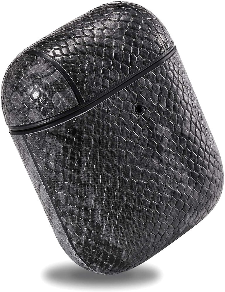 ShieldCase® Shieldcase Schuldig Grau Apple AirPods 2 Hülle mit Schlangenmuster (Dunkelgrau)