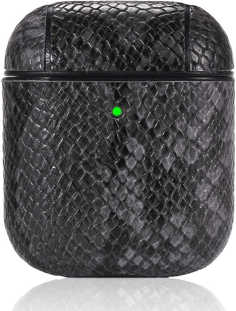 ShieldCase® Shieldcase Schuldig Grau Apple Airpods Hülle mit Schlangenmuster (Dunkelgrau) ShieldCase® Shieldcase Schuldig Grau Apple Airpods Hülle mit Schlangenmuster (Dunkelgrau)