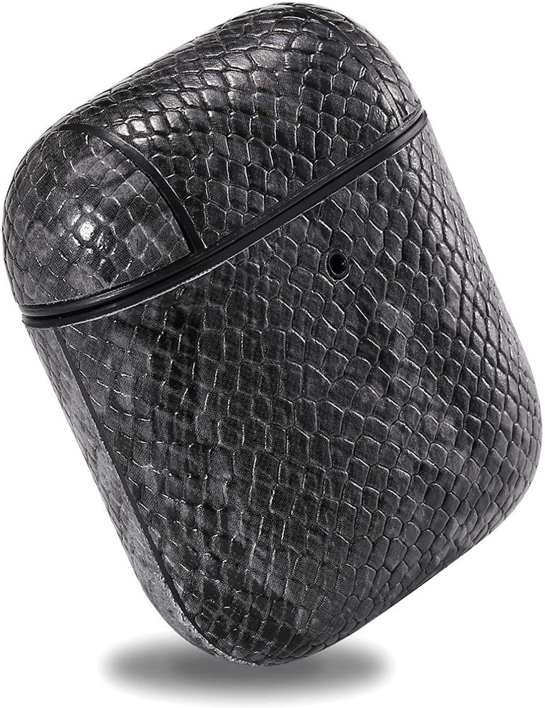 ShieldCase® Shieldcase Schuldig Grau Apple Airpods Hülle mit Schlangenmuster (Dunkelgrau) ShieldCase® Shieldcase Schuldig Grau Apple Airpods Hülle mit Schlangenmuster (Dunkelgrau)