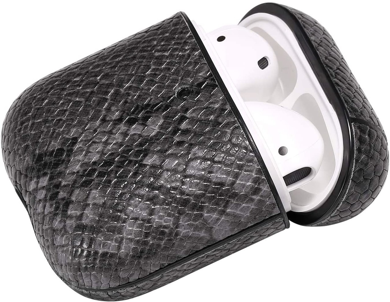ShieldCase® Shieldcase Schuldig Grau Apple Airpods Hülle mit Schlangenmuster (Dunkelgrau) ShieldCase® Shieldcase Schuldig Grau Apple Airpods Hülle mit Schlangenmuster (Dunkelgrau)