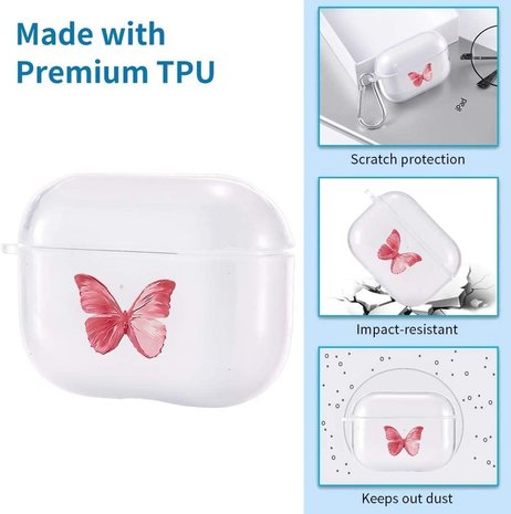 ShieldCase® Shieldcase Butterfly Kisses Apple Airpods Pro Hülle (Transparent/Pink) ShieldCase® Shieldcase Butterfly Kisses Apple Airpods Pro Hülle (Transparent/Pink)